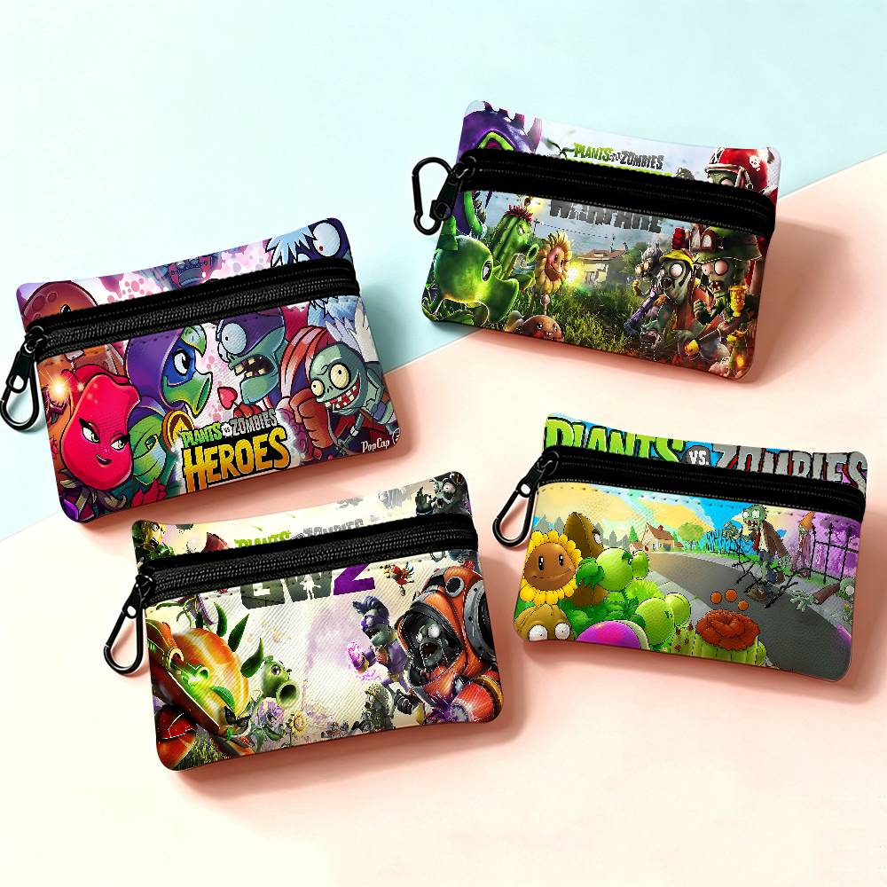 Board Game Zombies - ゲーム P-Plants Vs Z-Zombies 色褪せ防止オックスフォード布小さなジッパーコインバッグ軽量吊り下げ財布コイン ID
