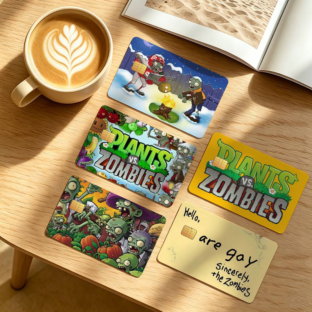 Board Game Zombies - P-Plants vs Z-Zombies ゲーム面白いクレジットカード公共交通カード保護ステッカー防水カード表面装飾 4 個
