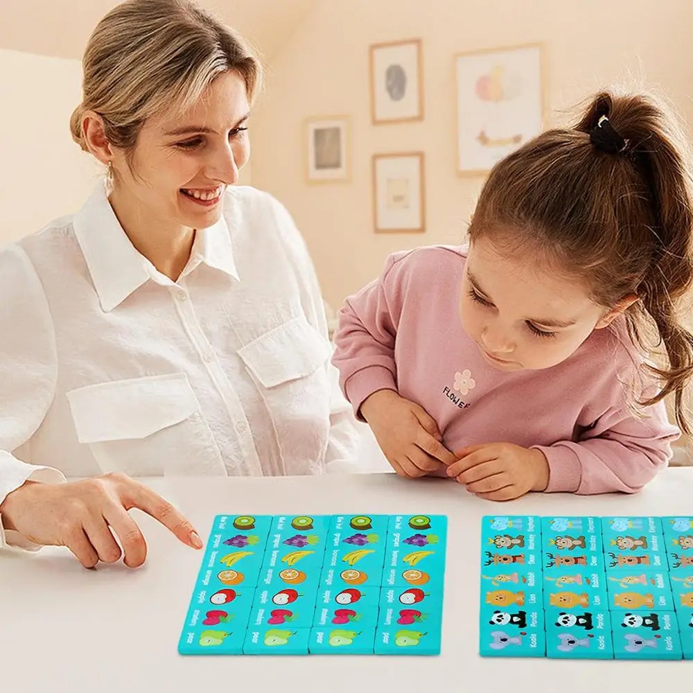 Board Game Flip 7 - 木製メモリーソリティアマッチング麻雀ゲーム早期教育用フリップトゥウィンファミリーボードゲーム簡単プレイフルーツアニマル