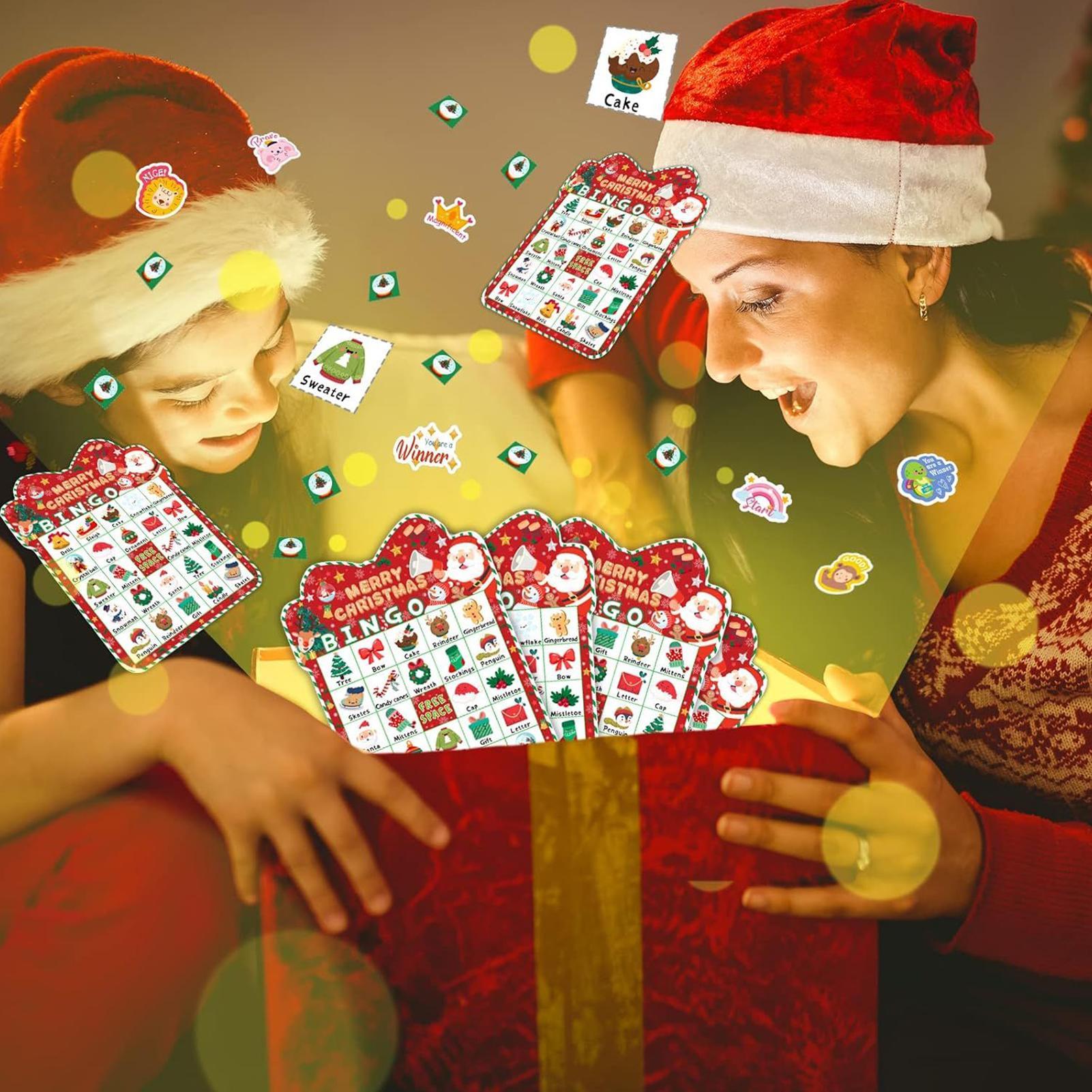 Board Game Festival - クリスマスビンゴカード 子供用クリスマスビンゴパーティーボードゲームセット 学校旅行フェスティバルパーティーカーニバルのための楽しいアクティビティ