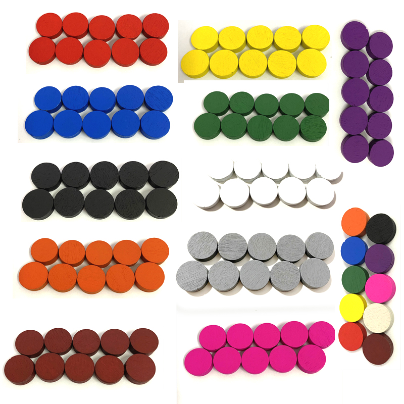 Board Game Economy - 100 個直径 15*5 ミリメートル木製ポーンゲームピースカラフルなチェストーク用ボードゲーム/教育ゲームアクセサリー