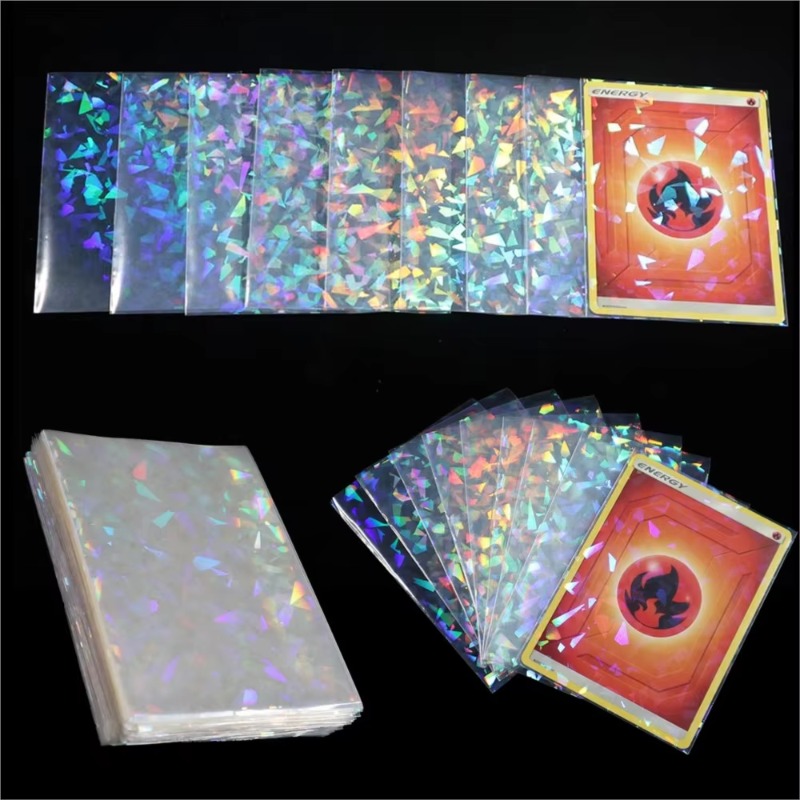 Card Sleeves Protector - シャッターエフェクトレインボーレーザーカードスリーブ 66*91mm 透明トレーディングカードプロテクター スポーツ＆ゲームコレクタブルカード収納用
