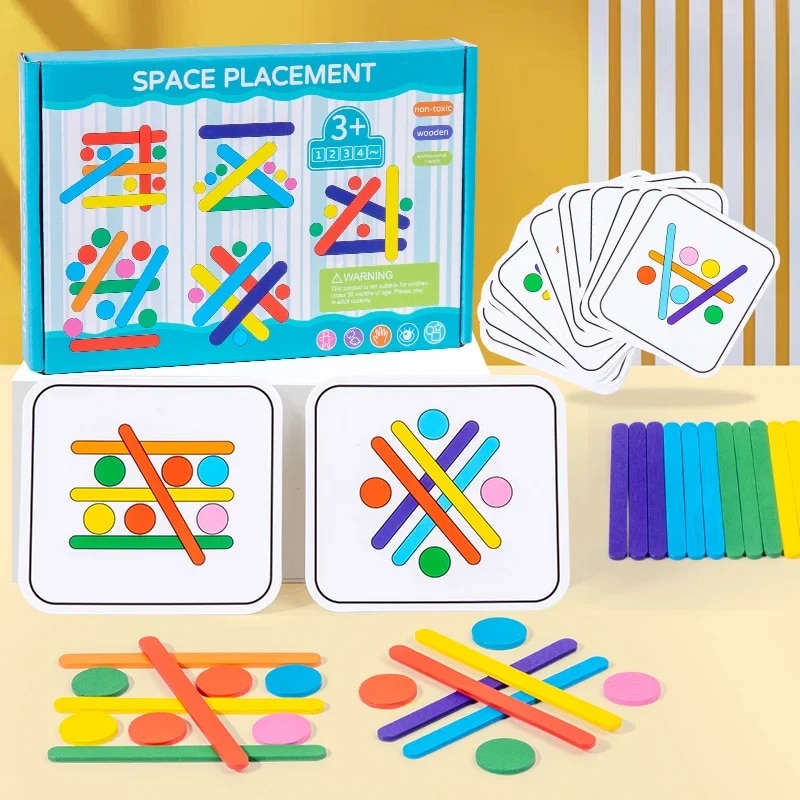Board Game Simple - 子供レインボースティック思考パズル木製 DIY アイスクリームスティックパズルチャレンジテーブルゲームモンテッソーリ教育子供のおもちゃ