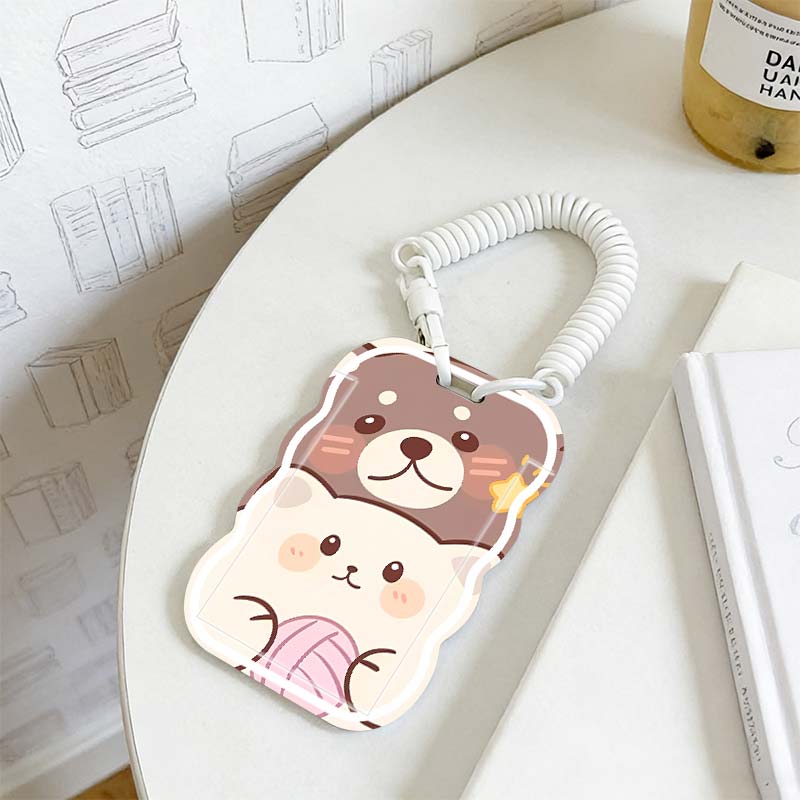 Card Sleeves Protector - 伸縮性のあるスプリングコード付きフォトプロテクター、学生バス/食事券保護ケース、K-POPフォトカードホルダー