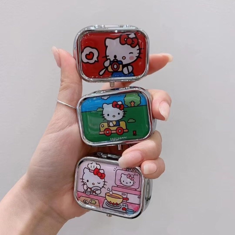 Token Tray Organizer - アニメハローキティ金属収納ボックスピルオーガナイザー区切り付きかわいい漫画ミニジュエリーボックスキャンディーコンテナかわいい