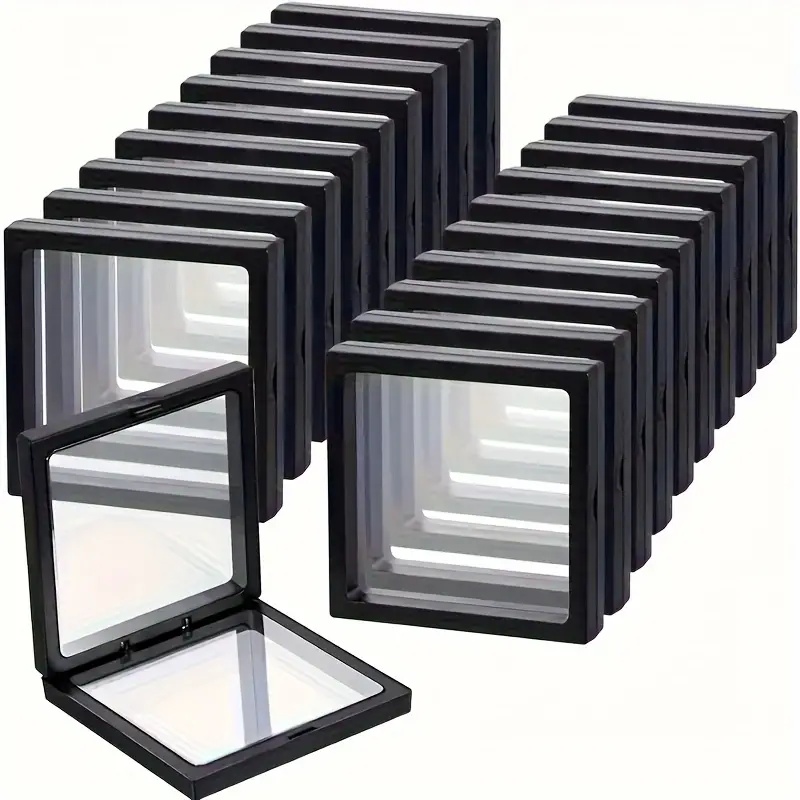 Token Tray Organizer - 20 個クリアビュー 3D フローティングディスプレイケース防塵アクリルジュエリー収納ボックス弾性フィルム透明吊り下げオーガナイザー