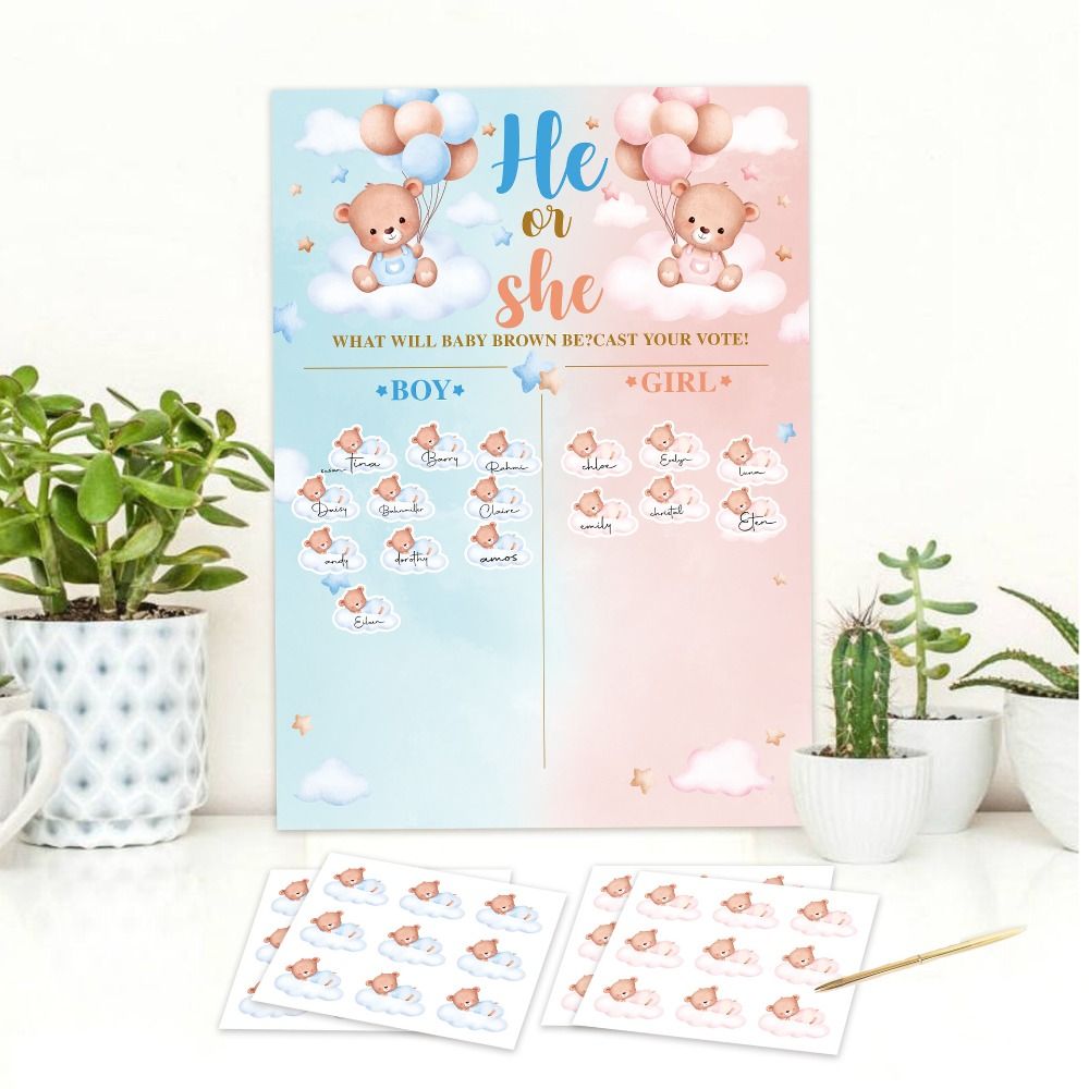 ステッカー付き性別発表投票ゲーム お祝いの喜び 男の子か女の - Board Game Festival のレビューと価格