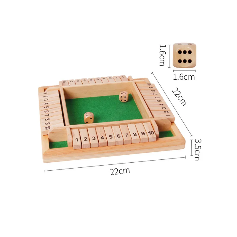 2-4 プレーヤー木製数学フラップ & ダイスボードボックス - Board Game Instruction のレビューと価格