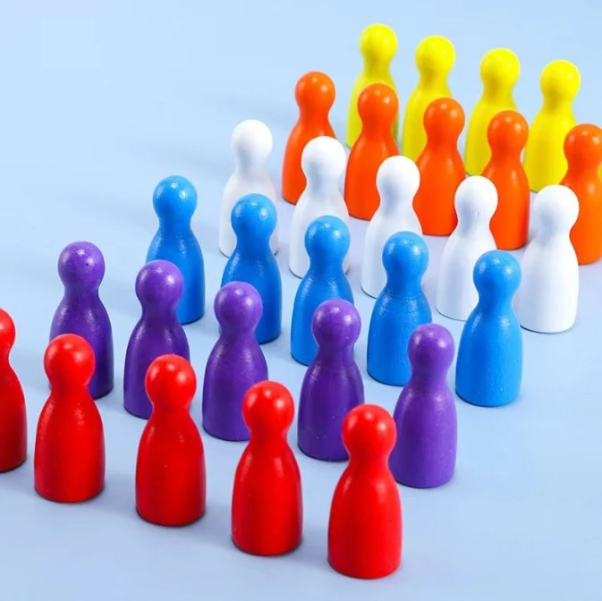 100 個のカラフルな木製チェスマーカー 24x12mm ボ - Board Game Economy のレビューと価格