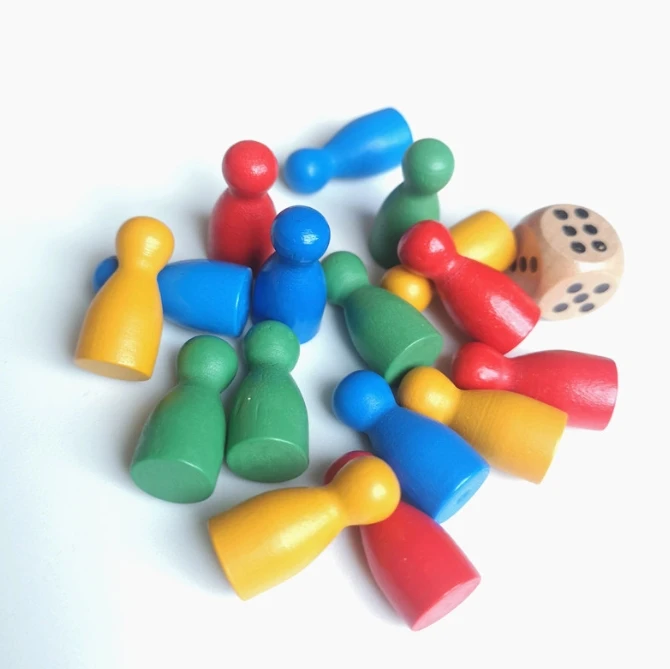 100 個のカラフルな木製チェスマーカー 24x12mm ボ - Board Game Economy のレビューと価格