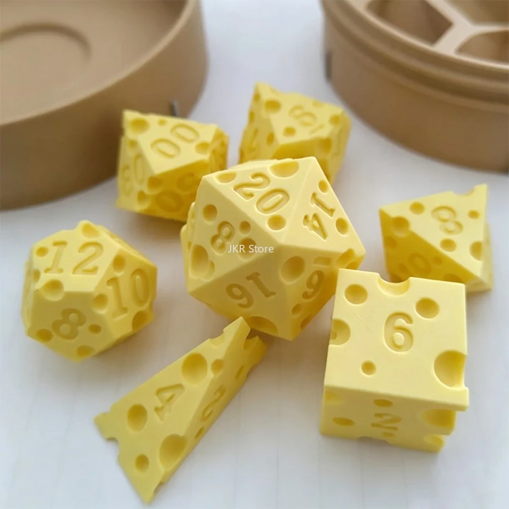 3Dプリントチーズダイスセット、D4 D20ダイスセット付き - Board Game Festival のレビューと価格