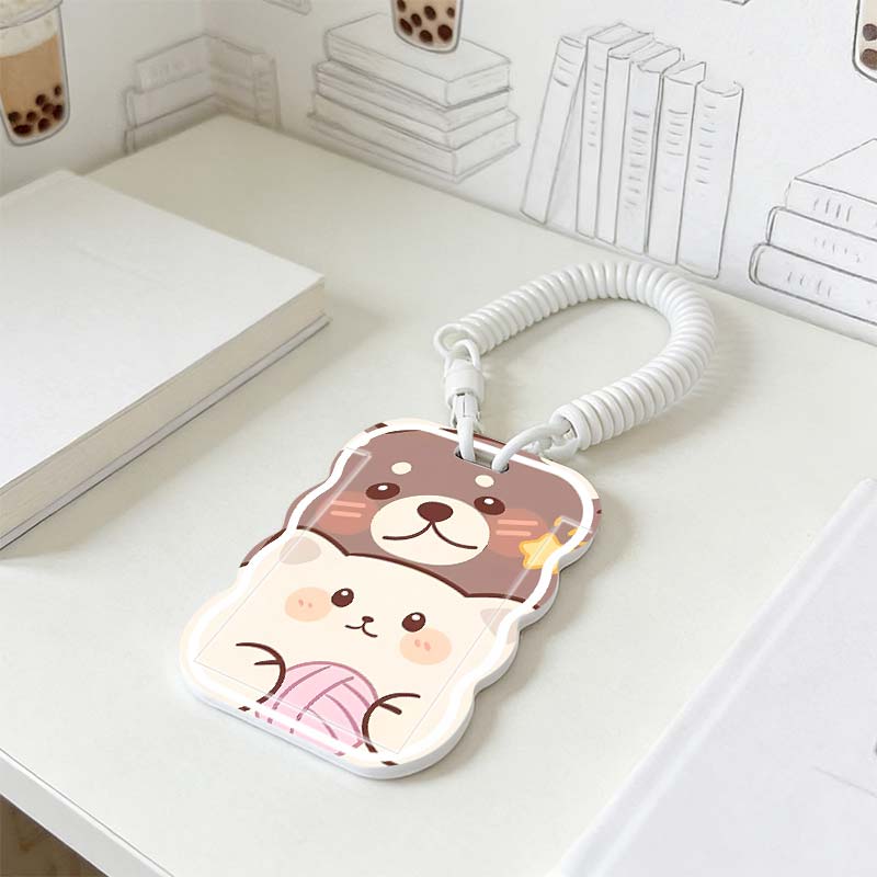 伸縮性のあるスプリングコード付きフォトプロテクター、学生バス - Card Sleeves Protector のレビューと価格