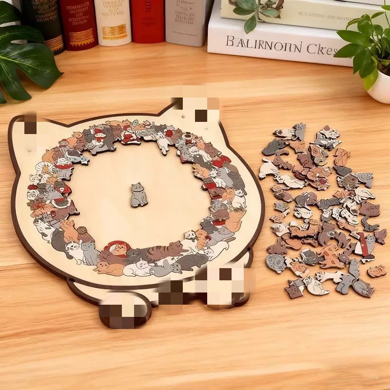 不規則な猫の形をした木製パズル、知育パズルゲーム、大人と子供 - Board Game Festival のレビューと価格