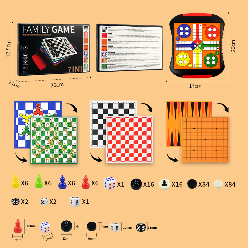 3-in-1/5-in-1/7-in-1 ボードゲームセット - Board Game Quacks のレビューと価格